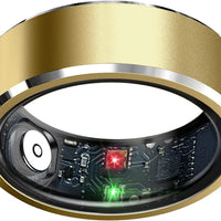 Smart Ring Health Tracker, Sleep Tracker Ring with Heart Rate, Waterproof Fitness Ring for Activity Monitoring/Steps/Distance/Calories,Air Gestures,Up to 7-Day Battery,For Ios Android (Light Gold,#12)