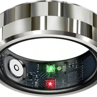 Smart Ring Health Tracker, Sleep Tracker Ring with Heart Rate, Waterproof Fitness Ring for Activity Monitoring/Steps/Distance/Calories,Air Gestures,Up to 7Day Battery,For Ios Android(Stylish Silver#8)